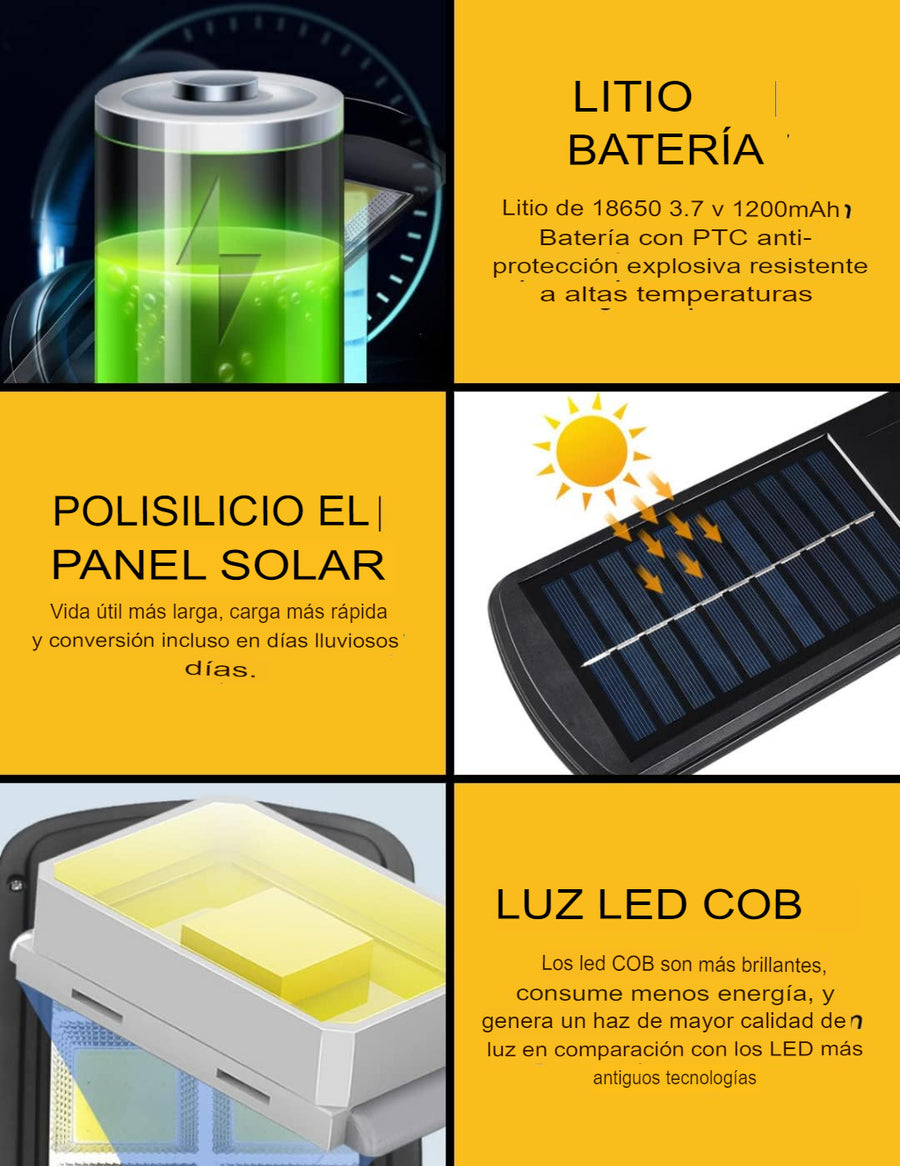 Farola Solar 120LEDs con Sensor de Movimientos